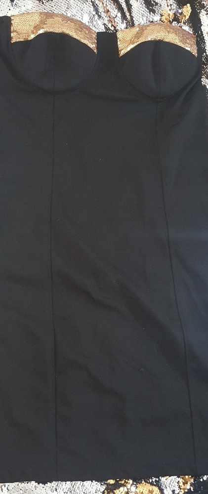 Sexy Little Black Dress with Gold Sequins